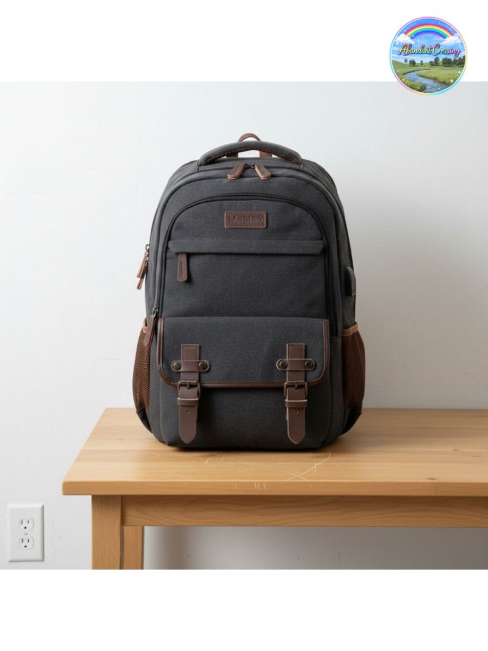 Canvas Laptop Backpack Fits 15.6 Inch USB Port Anti-Theft Travel